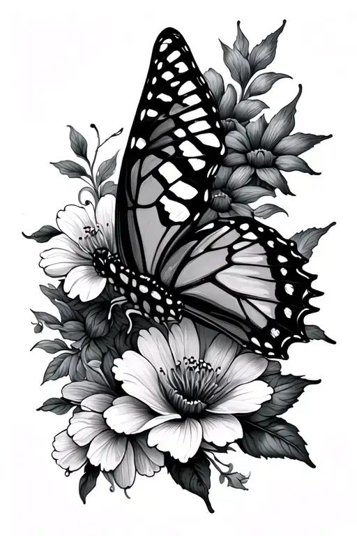 Swallowtail Butterfly And Flowers Wrapped