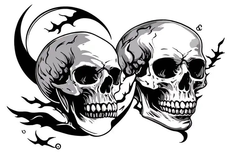 Skull And Moon Surrounded