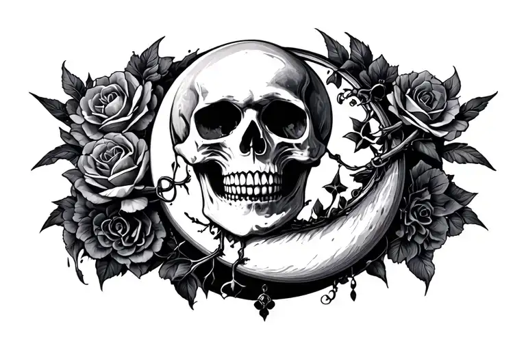 Skull And Moon Gothic Inspired
