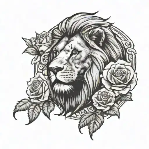 Lion And Roses
