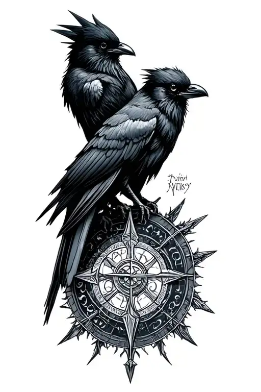 Vegvisir And Vaulgnut And Corbeau