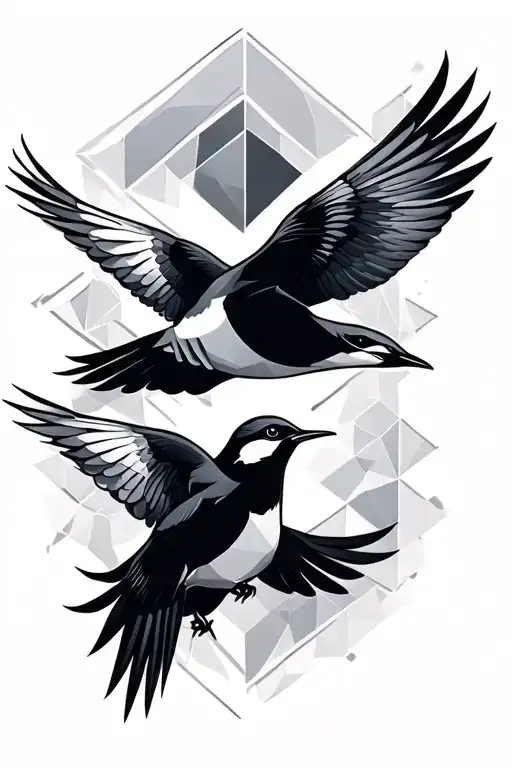A Couple Of Swallows With A Geometric Style