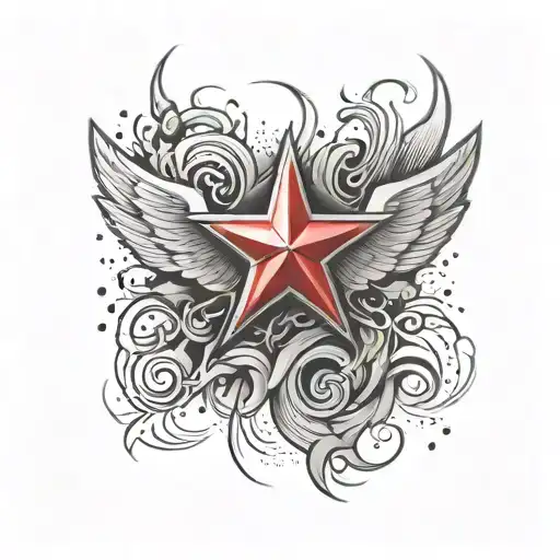 Red Star With Wings And Smoke