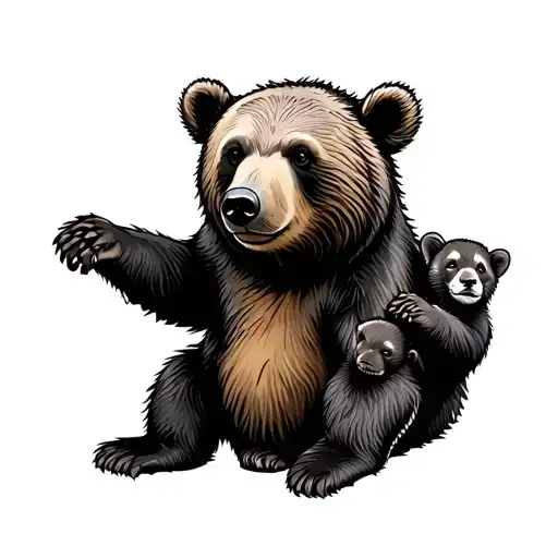 Bear With Cubs