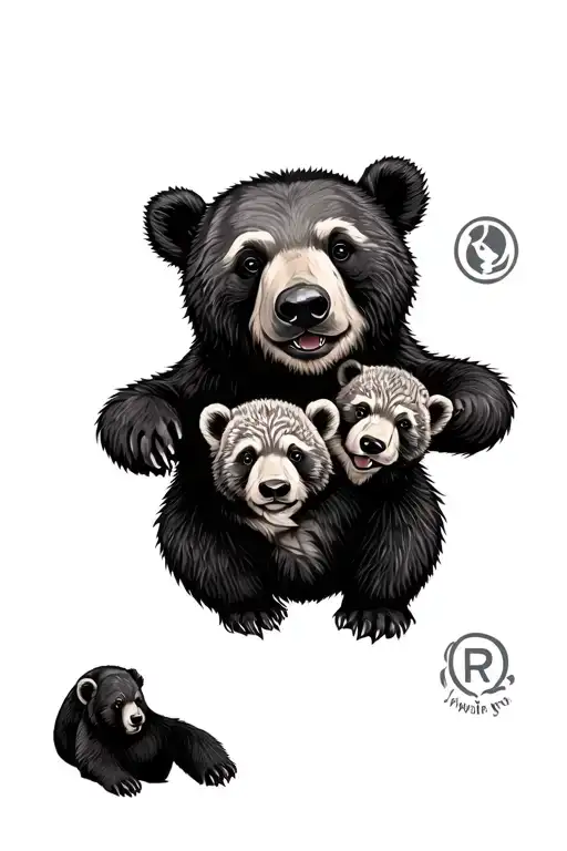 Bear With Cubs