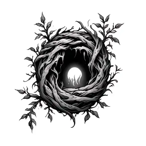 Cave Art With Vines Wrapping