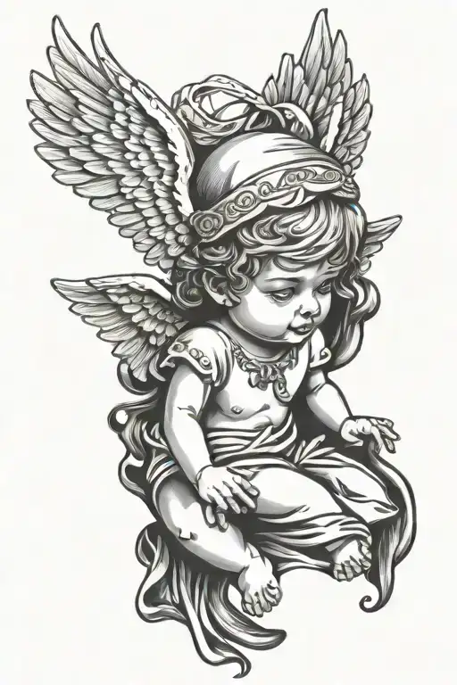 Cherub Angel With Bandana Blindfold