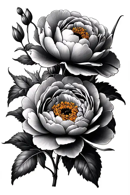 Sweet Pea And Peony Flower Intertwined