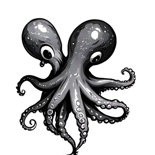 Cute Anime Squid Spraying Ink