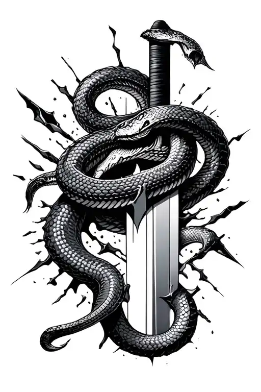 Snake Breaking Sword Into Pieces