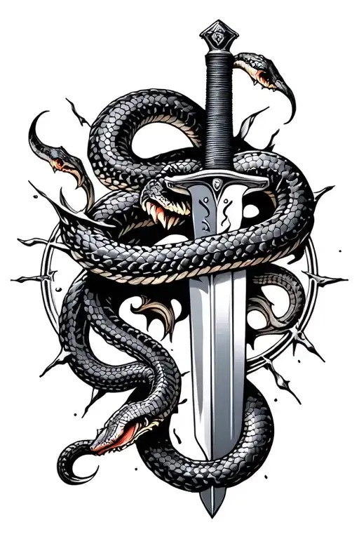 Rattle Snake Breaking Sword Into Pieces