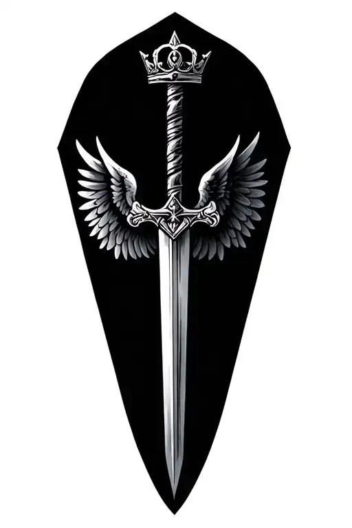 Christian Tattoo With Wings Sword Crown For Men