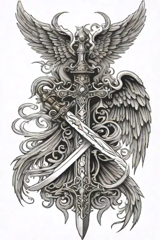 Sword Of The Spirit With 2 Large Angel Wings