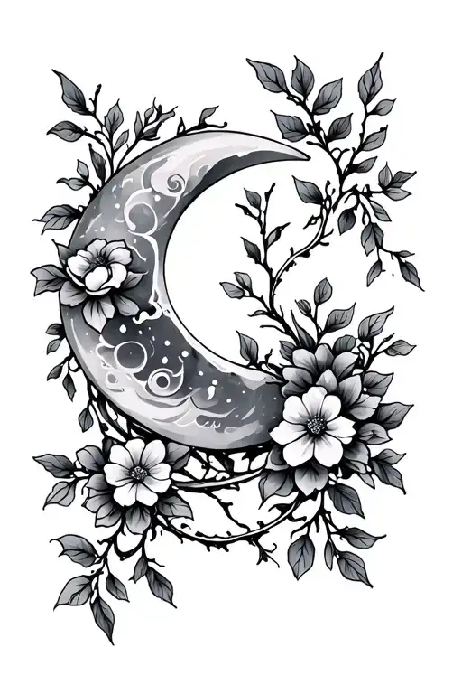 Moon Vines Flowers Intertwined