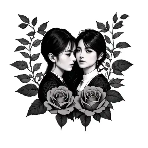 Gyeong-eun & Jay With Roses On The Right Forearm Sleeve