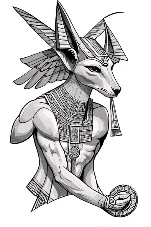 Egyptian God Anubis Holding