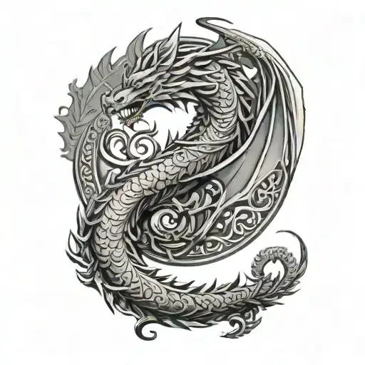 Nordic Sleve With Valkary And Dragon