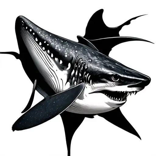 Create An Image For Me That Is An Ocean Themed Tattoos Mainly With Whale Sharks And Sting Rays