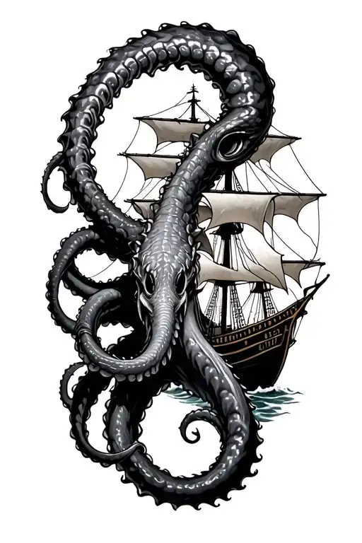 Kraken Attacking A Ship