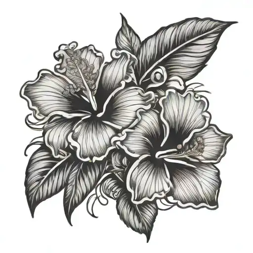 Hibiscus And Rose Intertwined