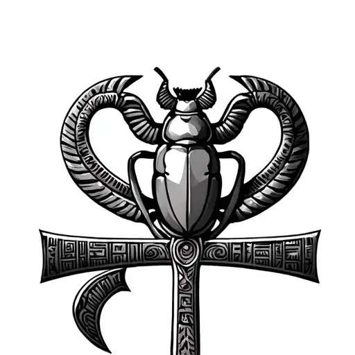 Egyptian Ankh With Scarab Beetle