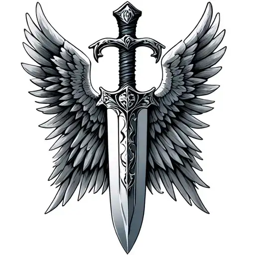 Dagger With Wings On Either Side Of The Handle