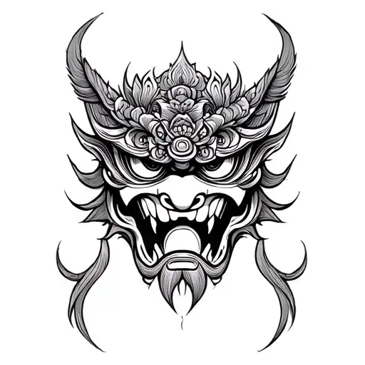 Barong Minimalist Tattoo Design