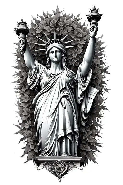 Gothic Statue Of Liberty Covered In Vines
