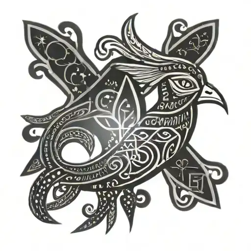 Sankofa Symbol And Ethiopian Cross Constellation Rising