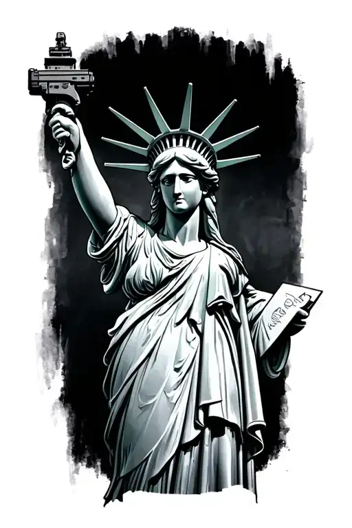 Gothic Statue Of Liberty Holding Ar 15