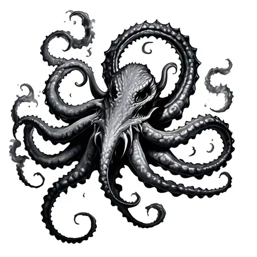 Kraken Attacking Fading Into Smoke