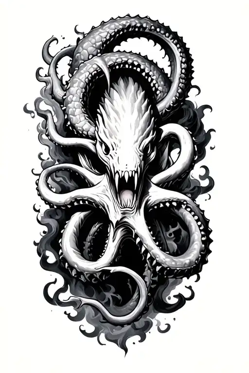 Kraken Attacking Fading Into Smoke