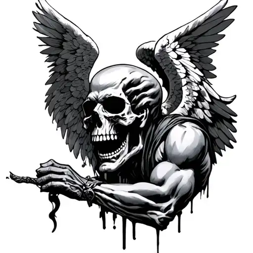 Skull Angel Worrier Fighting To His Last Breath