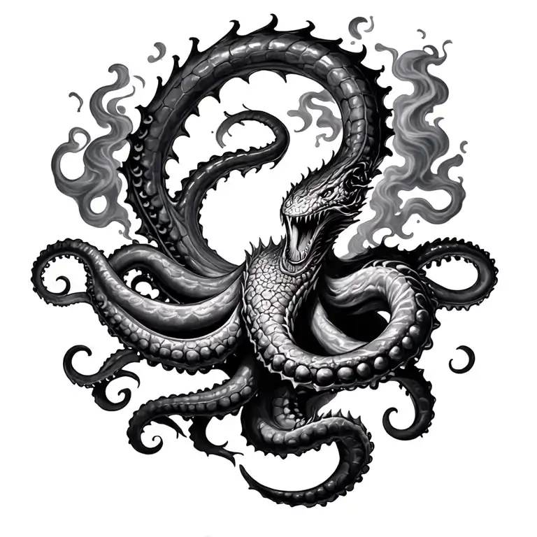 Kraken Attacking Fading Into Smoke