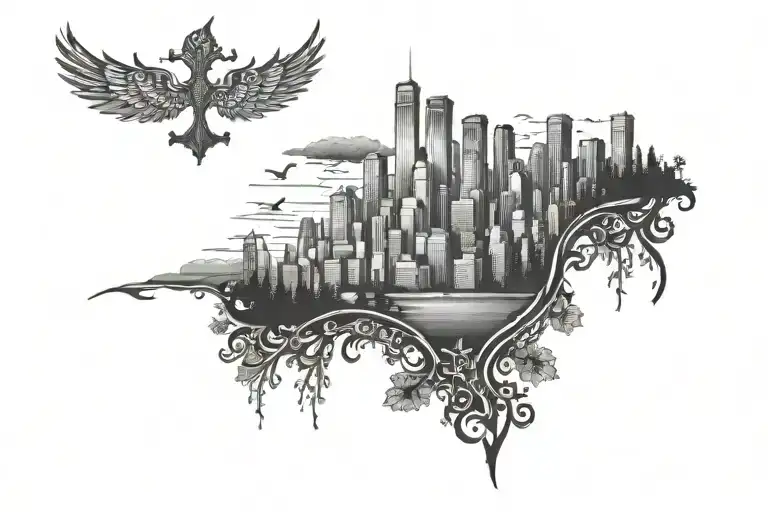 City Skyline And Forest