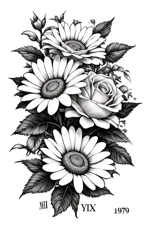 Daisy's And Roses With 1979 Roman Numerals