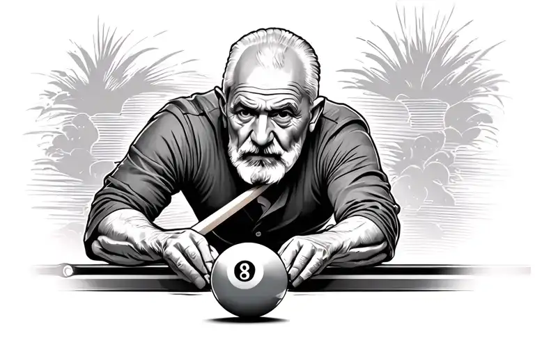 Grandad Playing Pool 8 Ball