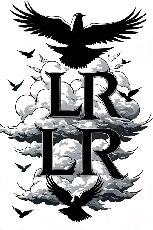 The Letters Llr In The Clouds Surrounded In Flying Doves