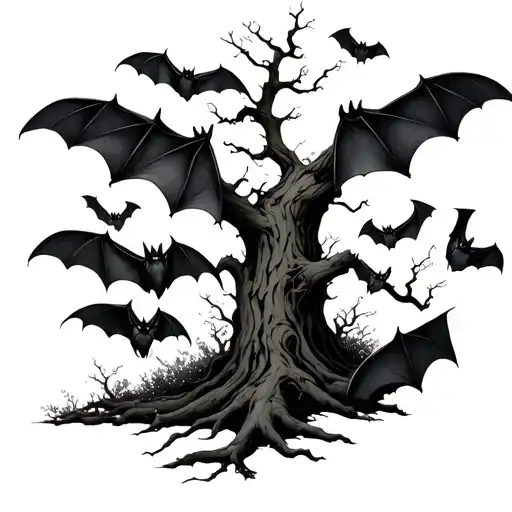 Bats Swarming Posion Tree