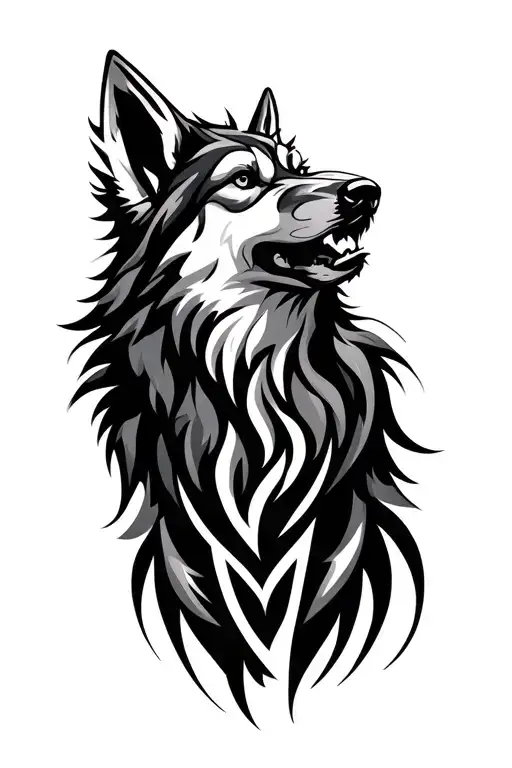 Tribal Wolf Howling