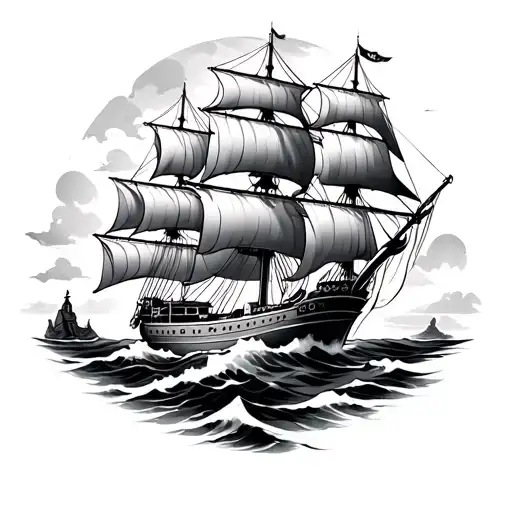 Traditional Style Tattoo Ship Sailing