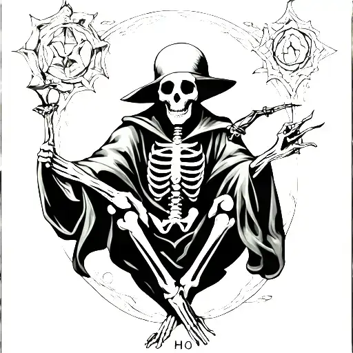 Skeleton Magician Tarot Card