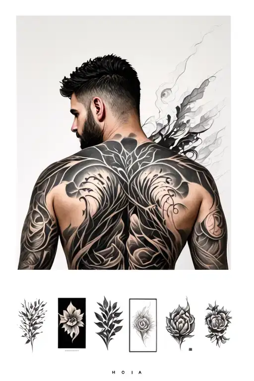 Dark Graphic Back Tattoo Men In A Blackwork