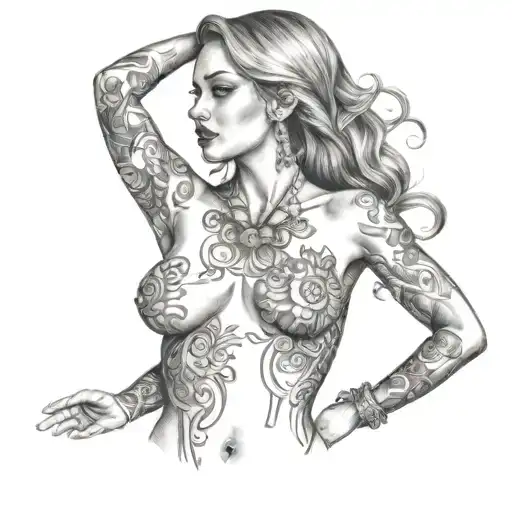 Chest Tattoo Sexy Woman