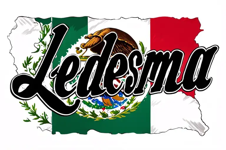 Mexican Flag With Ledesma Lettering