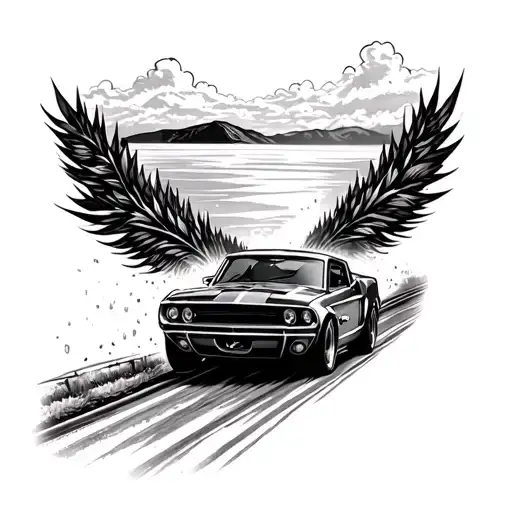 Mustang Driving Down The Road