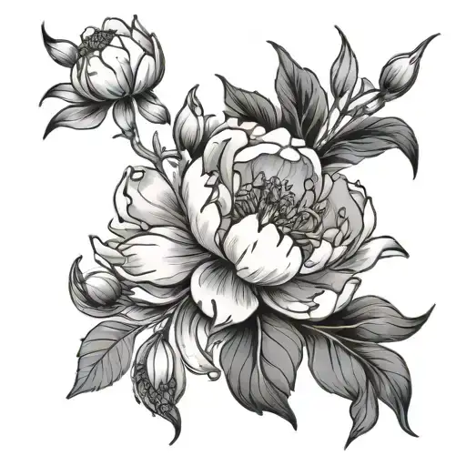 Honeysuckle And Peony Flowers