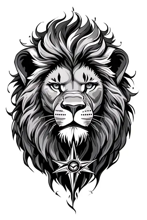 Lion With Compass Intertwined