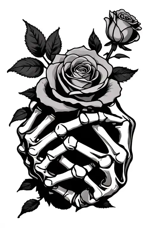 Skeleton Hand Holding A Rose