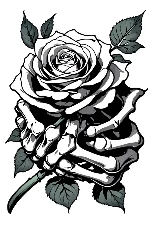 Skeleton Hand Holding A Rose